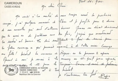 Cases Kirdis — Camerun — editada pelo Comissariado Geral do Turismo — Verso