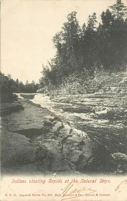 Índios remando em rápidos nas Etapas Naturais — Série Imperial P.P.C. No. 288 — Holt, Renfrew & Co., Quebec & Toronto