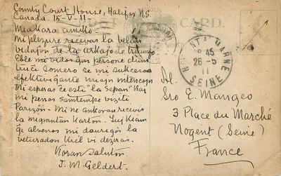 Tarjeta postal antigua Spring Garden Road Halifax NS — Reverso