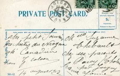 Amerykańskie Wodospady, Niagara: Widok z Kanady — The Pugh Mfg. Co., Toronto, n° 561-12 — Rewers