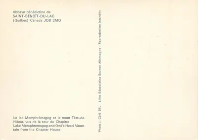 Abbatia benedyktynów SAINT-BENOÎT-DU-LAC — Québec, Kanada — Litho SBL — Rewers