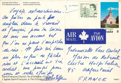 Igreja de São Francisco — Ilha de Orléans — Canada Post Office — Verso
