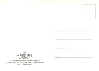 Hotel Le Méridien Montréal — Kompleks Desjardins — wydawca nieodczytelny — Rewers