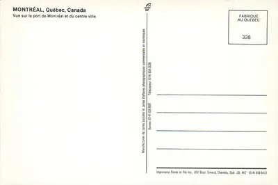Widok portu Montréal i centrum miasta — Rendez-vous Montréal — Imprimerie Florès et Fils Inc. — Rewers