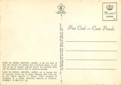 Place du Canada — Montreal — editor Dextre Supreme 70 — Verso