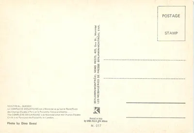 Complesso Desjardins — Montréal — editore Benjamin-Montreal, n° M.017 — Verso
