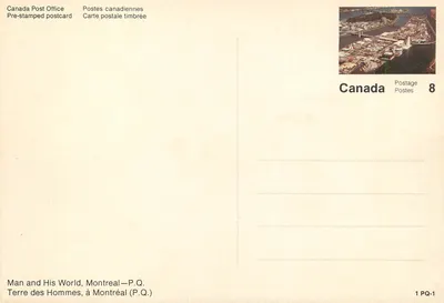 Weltausstellung 1967 — Montreal — Verlag Terre des Hommes, n° 1 PQ-1 — Rückseite