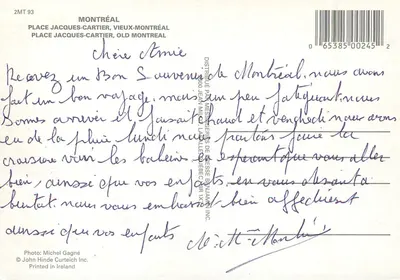 Place Jacques-Cartier — Vieux-Montréal — editor John Hinde Curteich Inc. — Verso