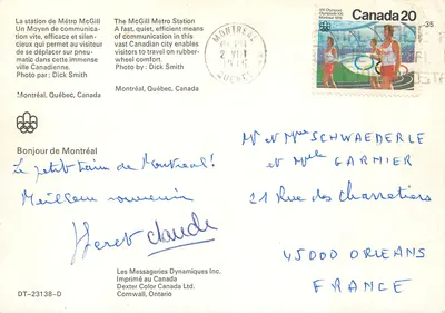 Station van de metro McGill — Montréal 1976 — Les Messageries Dynamiques Inc. — Achterkant