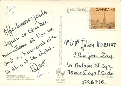 Les Murs de Montréal — Québec — Geo Card — Rewers