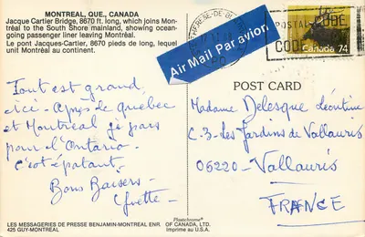 Most Jacques Cartier — Montreal, Quebec, Kanada — Plastichrome OF CANADA, LTD. — Rewers