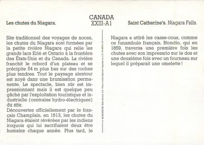 Cataratas do Niagara — Canadá — Edições L'natre, n° XXIII-A1 — Verso