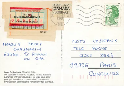 Bilhete postal moderno Santa Catarina Cachoeira do Niágara — Verso
