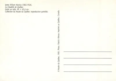 Twierdza w Quebecu — malowanka Jamesa Wilsona Morrice'a (1865-1924) — częściowa reprodukcja wydrukowana w Quebecu — Rewers