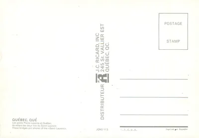Mosty Pierre-Laporte i Québec — Québec, Québec — J.C. Ricard, Inc. n° JCRQ 113 — Rewers