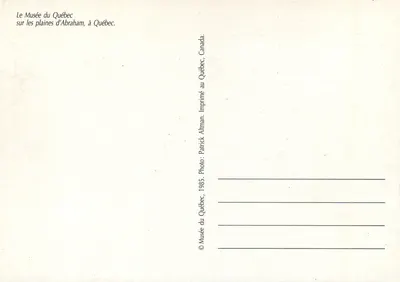 Muzeum Quebec — na równinach Abraham, Quebec — Foto Patrick Altman, 1985 — Rewers