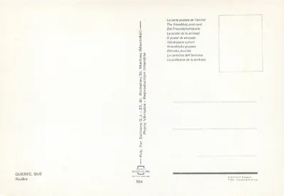 Rzeka — Quebec — Wydawnictwo ESCUDO DI ORO, n° 504 — Rewers