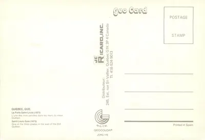 Drzwi Świętego Ludwika – Quebec, Kanada – Geo Card — Rewers