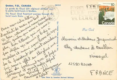 Royal 22. Regiment marschiert unter dem Saint-Louis-Tor — Verlag Deter Color Canada Ltd. — Rückseite