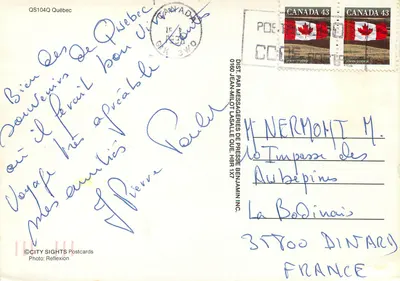 Widok na Quebec — Zamek Frontenac i nabrzeże — City Sights Postcards — Rewers