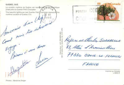 Québec — Molo w dzielnicy Petit-Champlain — LC RICARD INC. n°395 — Rewers
