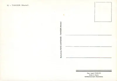 Tânger — Lembrete de Tânger — Editor Antonio Foto — Verso