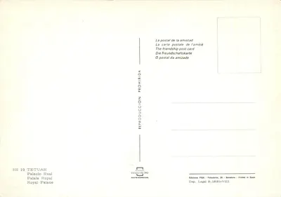 Palácio Real — Tetouan — Edições FISA, série Nº 19 — Verso