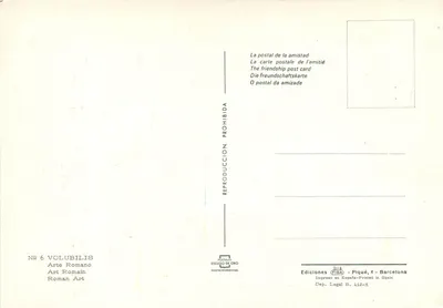 Statua rzymska — naga kobieta i dziecko — Wydawca FISA, seria Volubilis — Rewers