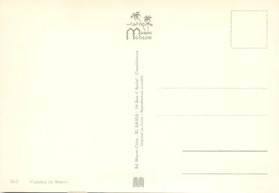 Lembrança do Sul Marroquino — Éd. Maroc-Color, n° 062 — Verso