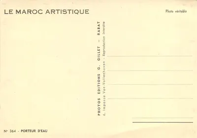 Porter wody — Marok artystyczny — Wydawnictwo Van-Vollenhoven, Rabat — Rewers