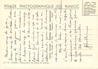 Palácio de Sua Majestade, o Rei do Marrocos — Rabat — Edição Bernard Rouget — Verso