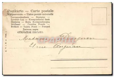 Casal à mesa — cena de jardim com bicicleta — editor K.V.L.B. n°12 — Verso