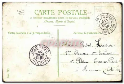Myosotis — flor da felicidade — Carte postale série 709, editada por Côte d'Or — Verso