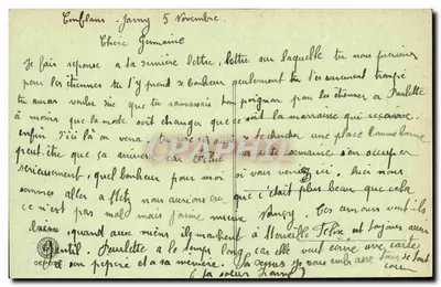 O Idioma dos Selos — Carta postal ilustrada com selos franceses e frases carinhosas — Verso