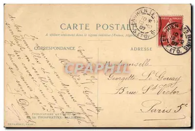 Arranjo de lilás e mimosa — Publications Artistiques de la Phosphatine Falières, Pluix — Verso