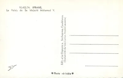 Pałac Majestatu Mohamed V — IFRANE — Wyd. « La Cilogne » — Rewers