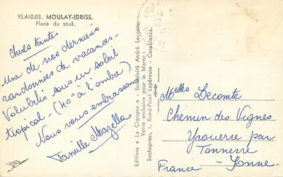 Moulay-Idriss — Piazza del mercato — Edizioni « La Cigogne » — Verso