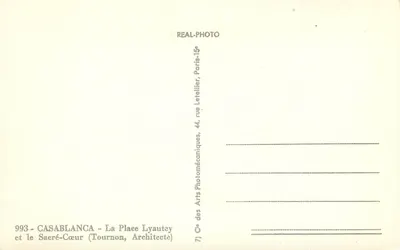 Casablanca - Plac Lyautey i Sacré-Cœur — wydawca REAL-PHOTO, nr 993 — Rewers