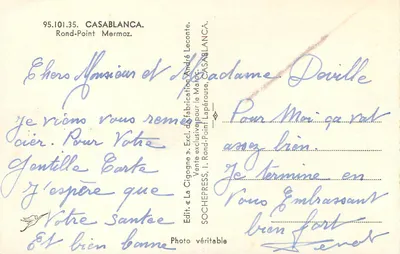 Casablanca — Rond-Point Mermoz — Edição « La Cigogne » — Verso