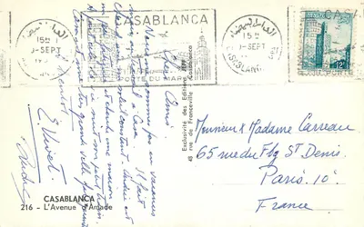 Casablanca — Avenida do Mariscal de Lattre — Éditions de Franceville — Verso