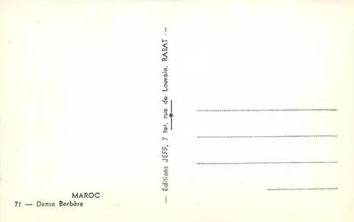 Dança Berberesca — Marrocos — Edições JEFF, Rabat — Verso
