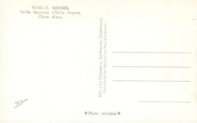 Szczęśliwa dolina Emile Pagnon — Wodospad w Meknès — Wyd. «La Cigogne» — Rewers