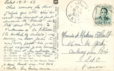 Rabat — Widok na Wieżę Hassan i zamek — Editions JEFF — Rewers