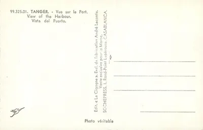 Tangier — Widok na port — La Cigogne, n° 99.325.01 — Rewers