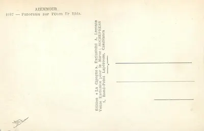 Azemmour — Panorama sobre o rio Oum Er Rbia — Edição La Cigogne — Verso