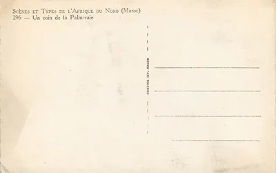 Palmeiros — Um canto da palmeraia — Combier Imp. Macon — Verso