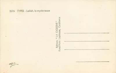 Leilah, tajemnicza — seria typów 2576 — Wydawnictwo Rond-Point Lapérouse, Casablanca — Rewers