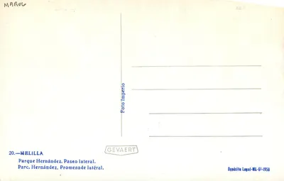 Parque Hernández — Paseo lateral — GEVAERT — Verso