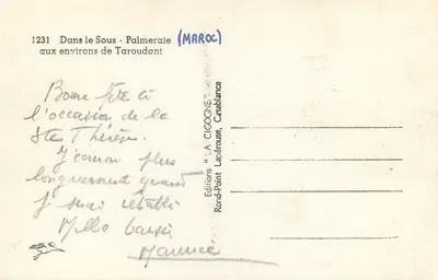 Palmeraie — nas proximidades de Taroudant — Edições Rond-Point Lapérouse, Casablanca — Verso