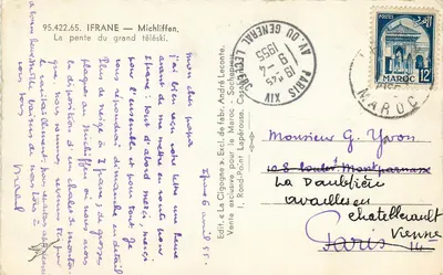 A inclinação do grande teleférico — Ifrane — Editora La Cigogne — Verso
